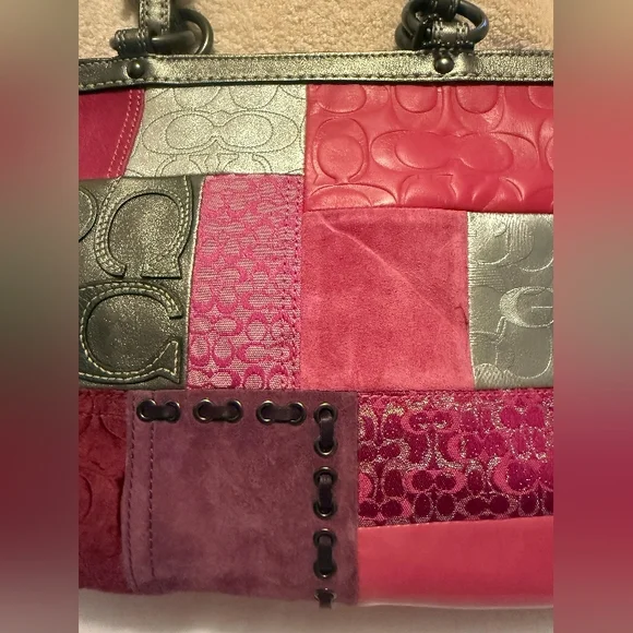 Coach Patchwork Tote in Pink, Magenta & Silver - Picture 4 of 13